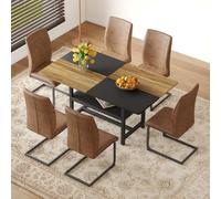 NuvlaGu Ensemble de salle à manger avec chaises, rectangulaire, en MDF, 160 x 90 x 76 cm, avec étagère de rangement multifonctionnelle, et chaise en tissu technique de qualité supérieure, pour cuisine