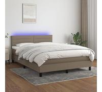 NuvlaGu Lit à sommier tapissier avec éclairage 140 x 200 cm - Tête de lit moderne en tissu avec surmatelas 100 % polyester - Meubles de chambre de luxe pour un aménagement élégant