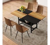 NuvlaGu Table à manger rectangulaire avec 4 chaises, en MDF, 160 x 90 x 76 cm, avec étagère de rangement multifonctionnelle, et chaise en tissu technologique, pour cuisine, salle à manger (tissu