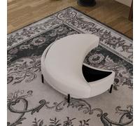 NuvlaGu Tabouret de rangement en demi-lune recouvert de sherpa avec plateau, siège rembourré et espace de rangement - Table d'appoint polyvalente, tabouret à chaussures, repose-pieds pour salon