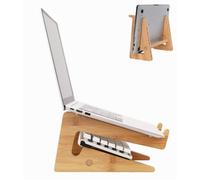 Nuvograin Support vertical en bois pour ordinateur portable de 13 à 17" - En bambou - Compatible avec MacBook Air Pro/Dell XPS/Surface Pro/HP/Pixelbook/Lenovo, plus d'ordinateurs portables de 13 à 17"