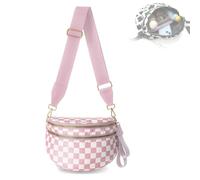 Nuvore Crossbody Bag, Nuvore ComfortBag, Checkered Bum Bags for Women with Adjustable Strap (Pink)