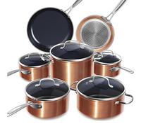 Nuwave Batterie de Cuisine 12 Pièces - Antiadhésif Céramique Duralon Blue dans Cuivre Rustique, Poêles, Casseroles, Faitout, Sauteuse Profonde, Compatible Induction, Sans PFAS, Avec Couvercles