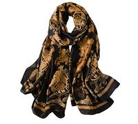 NUWEERIR Écharpe longue en satin 100% soie de mûrier pour femme