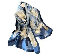 NUWEERIR Écharpe longue en satin 100% soie de mûrier pour femme, Quelques fleurs, taille unique