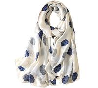 NUWEERIR Écharpe longue en satin 100% soie de mûrier pour femme, Roses bleues