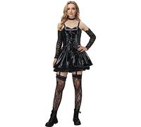 NUWIND Anime Misa Amane Cosplay Costume Faux Cuir Foncé Robe Gothique pour Femme avec Bas Accessoire Steampunk Halloween Ensemble de Vêtements (Noir, XXL)
