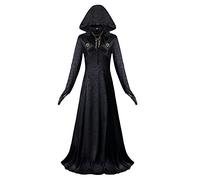 NUWIND Evil 8 Vampire Madam Lady Dimitrescu Filles Bela Dimitrescu Robe de sorcière à Capuche Femme Gothique Cosplay Costume Accessoires Halloween Carnaval Déguisements Fête (Noir, XXL)