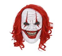 NUWIND Masque de Clown d'horreur avec Cheveux Rouge Unisexe Masque Intégral pour Halloween Cosplay Accessoires de Costume Cinéma Jeux de Rôle Fêtes pour Adultes