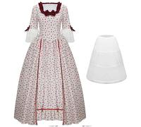NUWIND Robe de Bal Rococo pour Femme Robe Gothique Victorienne Imprimé Floral Rétro Renaissance Vintage Médiéval Elégante Cocktail Corset Lolita en Dentelle (Floral Rose, S)