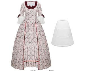 NUWIND Robe de Bal Rococo pour Femme Robe Gothique Victorienne Imprimé Floral Rétro Renaissance Vintage Médiéval Elégante Cocktail Corset Lolita en dentelle (Floral rose, M)