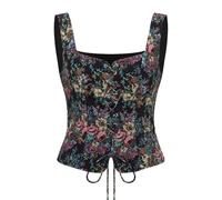 NUWIND Vintage Bustier Floral Corset à Lacets Haut Ren Faire Médiéval Gilet Ceinture Victorien Laçage Corsage Costume Renaissance Femme Pirate (Noir Floral, L)