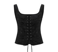 NUWIND Vintage Bustier Floral Corset à Lacets Haut Ren Faire Médiéval Gilet Ceinture Victorien Laçage Corsage Costume Renaissance Femme Pirate (Jacquard Noir, M)