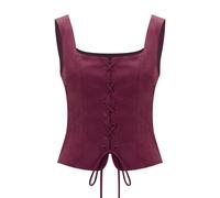 NUWIND Vintage Bustier Floral Corset à Lacets Haut Ren Faire Médiéval Gilet Ceinture Victorien Laçage Corsage Costume Renaissance Femme Pirate (Vin rouge, S)