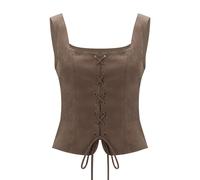 NUWIND Vintage Bustier Floral Corset à Lacets Haut Ren Faire Médiéval Gilet Ceinture Victorien Laçage Corsage Costume Renaissance Femme Pirate (Café, M)