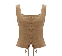 NUWIND Vintage Bustier Floral Corset à Lacets Haut Ren Faire Médiéval Gilet Ceinture Victorien Laçage Corsage Costume Renaissance Femme Pirate (Marron, M)
