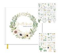 NUWIQ Livre d'or de mariage, autocollants pour livre d'or de mariage, album de mariage pour souvenirs, avec autocollants, 120 pages d'autocollants en allemand et en anglais, 21 x 21 cm, idéal pour