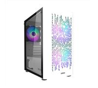Nuwo Blitz R25 Blanc Boîtier Micro-ATX pour PC Desktop Office Gaming Mini Tour 0,50 mm SPCC avec 3 Ventilateurs Éclairage Arc-en-Ciel Fixe Panneau latéral en Verre trempé (AxPxL : 388x350x203 mm)