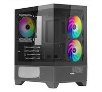 Nuwo Clash CK100 Case PC Gaming Micro-ATX - Mini Tour 3 Ventilateurs ARGB 120 mm - Panneau Avant et latéral en Verre panoramique sans Cadre, Noir