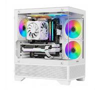 Nuwo Flow FH100 Boîtier PC Gaming Micro-ATX Mini Tour | 3 ventilateurs ARGB 120 mm | Panneau avant et latéral en verre panoramique | Blanc