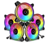 Nuwo Mira Kit 5 ventilateurs PC 120 mm PWM ARGB | Effet miroir Infinity Mirror | 1100 RPM | Silencieux 22,8 dB | 9 pales | Synchronisation carte mère 5 V 3 broches | ASUS Aura MSI Gigabyte AsRock |