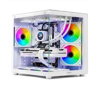 Nuwo Vitra BH100 | Boîtier PC Gaming Micro-ATX Micro Tour | 3 Ventilateurs ARGB 120 mm | Double caméra | Panneau Avant et latéral en Verre trempé | Blanc