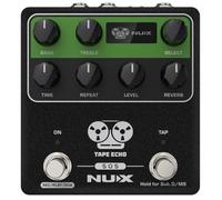 NUX NDD-7 Tape ECHO Pédale d'effets de retard stéréo, jusqu'à 1600 ms de temps de retard stéréo, 7 combinaisons de têtes Repro-Tape et réverbération, émulation d'écho de bande authentique, boucle de