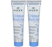 Nuxe Crème fraîche de beauté® 3-en-1, Hydratante 48h, Lait Démaquillant, Masque Repulpant 2x100 ml