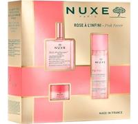 Nuxe Pink Fever Set - Comprend une huile corporelle hydratante 50 ml, une eau micellaire nettoyante 100 ml et un baume à lèvres 15 g