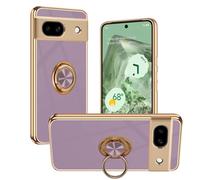 Nuxiady Coque pour Google Pixel 8A Antichoc Housse Silicone TPU Étui avec Magnétique Support à Anneau Rotatif, Etui 360° Ring Stand Case Protection Cover pour Google Pixel 8A, Violet