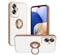 Nuxiady Coque pour Oppo A79 5G Antichoc Housse Silicone TPU Étui avec Magnétique Support à Anneau Rotatif, Etui 360° Ring Stand Case Protection Cover pour Oppo A79 5G, Blanc
