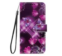 Nuxiady Coque pour Samsung Galaxy A17 5G Antichoc PU Cuir à Rabat Housse Étui avec Mignonne Motif Dessin Design, Portefeuille Etui Flip Folio Case Cover pour Galaxy A17, Farfalla Viola