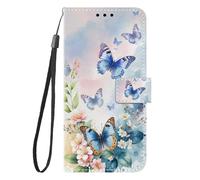 Nuxiady Coque pour Samsung Galaxy A17 5G Antichoc PU Cuir à Rabat Housse Étui avec Mignonne Motif Dessin Design, Portefeuille Etui Flip Folio Case Cover pour Galaxy A17, Farfalla Fiore Rosa