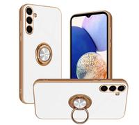 Nuxiady Coque pour Samsung Galaxy A25 5G Antichoc Housse Silicone TPU Étui avec Magnétique Support à Anneau Rotatif, Etui 360° Ring Stand Case Protection Cover pour Galaxy A25 5G, Blanc