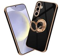 Nuxiady Coque pour Samsung Galaxy A35 5G Antichoc Housse Silicone TPU Étui avec Magnétique Support à Anneau Rotatif, Etui 360° Ring Stand Case Protection Cover pour Galaxy A35, Noir
