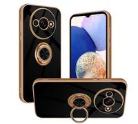 Nuxiady Coque pour Xiaomi Redmi A3 Antichoc Housse Silicone TPU Étui avec Magnétique Support à Anneau Rotatif, Etui 360° Ring Stand Case Protection Cover pour Redmi A3, Noir