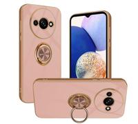 Nuxiady Coque pour Xiaomi Redmi A3 Antichoc Housse Silicone TPU Étui avec Magnétique Support à Anneau Rotatif, Etui 360° Ring Stand Case Protection Cover pour Redmi A3, Rose
