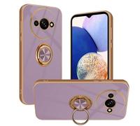 Nuxiady Coque pour Xiaomi Redmi A3 Antichoc Housse Silicone TPU Étui avec Magnétique Support à Anneau Rotatif, Etui 360° Ring Stand Case Protection Cover pour Redmi A3, Violet