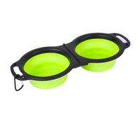 NUXIE® Gamelle de voyage pliable double pour chiens et chats pour eau et nourriture, mousqueton 2x 350 ml