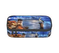 NUYFVG Pelican Birds Trousse à crayons élégante en tissu Oxford, spacieuse et design pour un rangement organisé Motif oiseaux Bleu