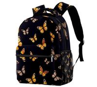 NUYFVG Sac à dos d'école, pensées avec papillon, sacs d'école pour garçons et filles, sac à dos léger décontracté