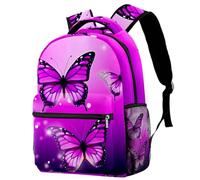 NUYFVG Sac à dos d'école, pensées avec papillon, sacs d'école pour garçons et filles, sac à dos léger décontracté