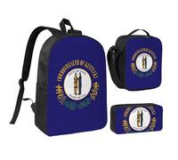 NUYFVG Sac à dos imprimé drapeau du Kentucky State - Sac à déjeuner, trousse à stylos et sangles réglables - Pour l'école, les voyages, les activités de plein air