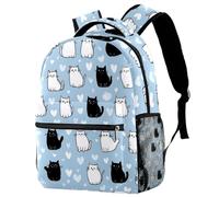 NUYFVG Sac à dos motif cœurs et chats pour enfants Lagre Capacité Sac à dos Sac à dos pour enfants Sac d'école Sac à livres pour adolescents Primaire Junior, Comme indiqué sur la photo, taille unique