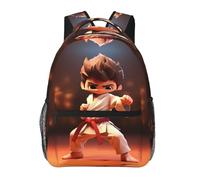NUYFVG Sacs à dos de karaté de dessin animé pour la randonnée, sacs à dos tendance pour l'école, sacs à dos légers et décontractés pour ordinateurs portables, tous résistants à l'eau., Comme indiqué