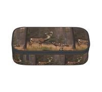 NUYFVG Trousse à crayons pratique avec imprimé chasse au cerf 21,6 x 5,1 x 9,4 cm pour stylos, crayons, petits articles, noir, taille unique