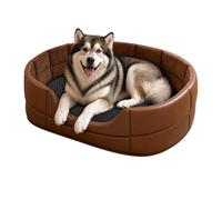 Nuyhadds Lit pour chien en cuir PU imperméable amovible lavable coussin | Lit de luxe pour chien pour extérieur, intérieur, patio, porche, terrasse, jardin, camping, voyage, camping-car, voiture