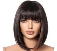 Nuyhadds Perruque synthétique - Coupe bob courte - Perruque courte naturelle - Cheveux synthétiques naturels de rechange pour concerts, soirées à thème, mariages, rendez-vous, cosplay, Halloween