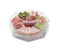 Nuyhadds Plateau avec couvercle - Grand plateau de service rotatif avec 5 compartiments - Boîte de rangement portable - Plateau de rangement transparent - Utilisation amusante dans la cuisine