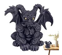 Nuyhadds Statue de dragon effrayant, figurine de dragon d'Halloween - Figurines de dragon assis en résine - Sculpture gothique effrayante - Décoration de pelouse - Figurines d'Halloween